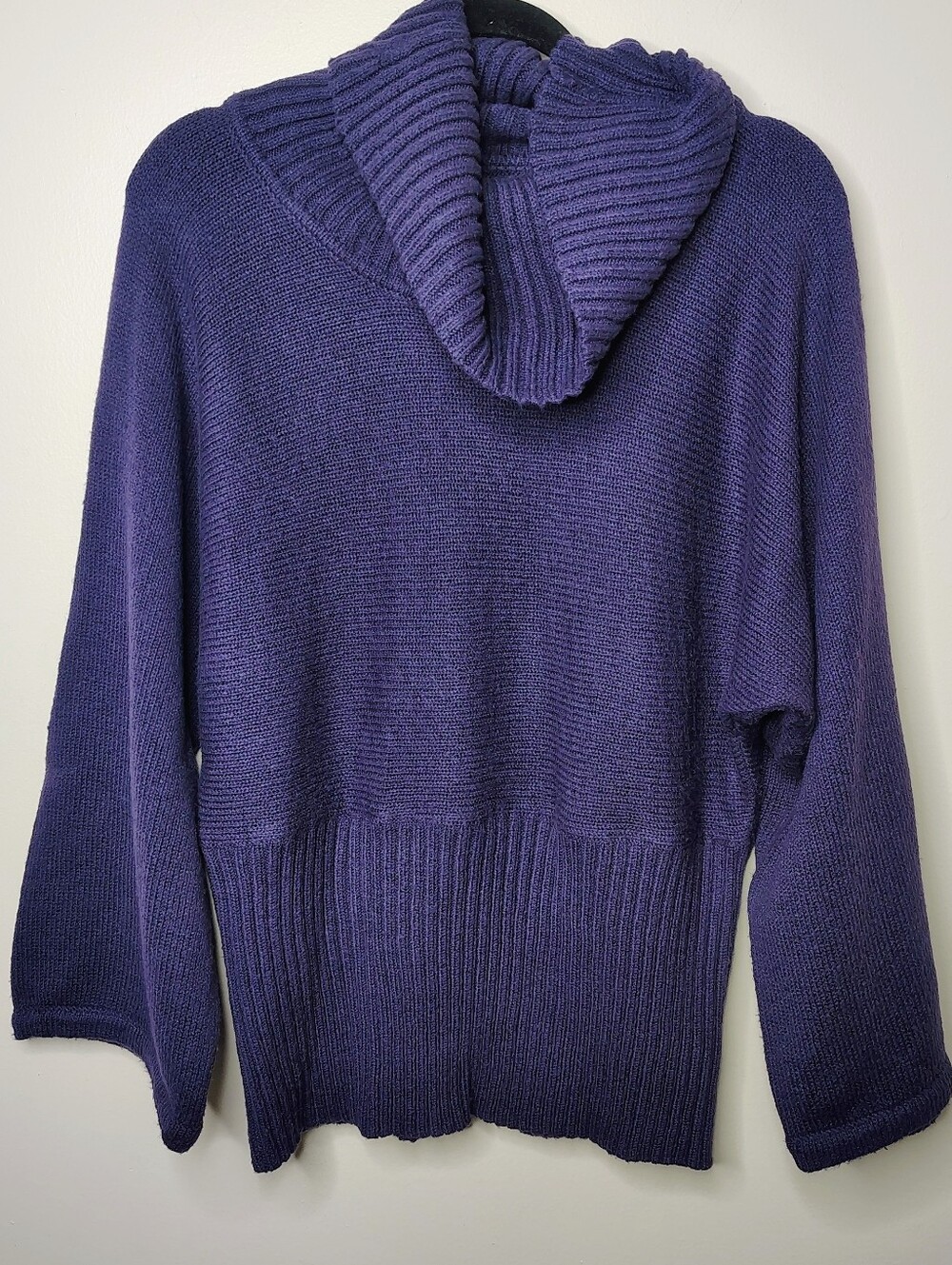 a.n.a. XL Purple Cowl Neck Sweater Dolman Sleeve Ribbed Hem Pullover